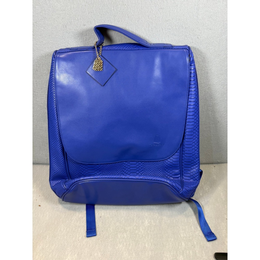 Tote&Carry Apollo Backpack Blue Snakeskin Embossed Vegan Leather‎ Laptop Bag